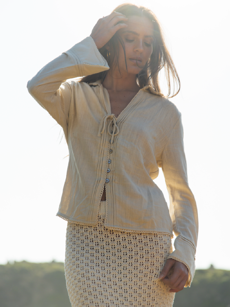 BEIGE AMALFI BLOUSE