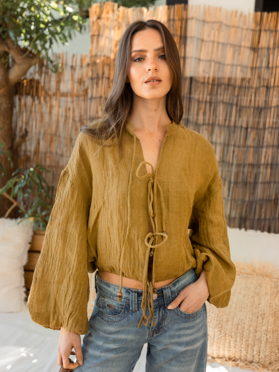 MATCHA LINEN BLOUSE