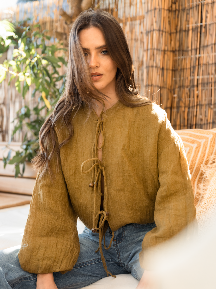 MATCHA LINEN BLOUSE