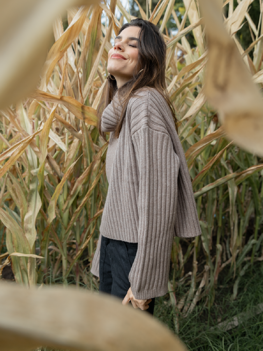 BROWN BASIC SWEATER