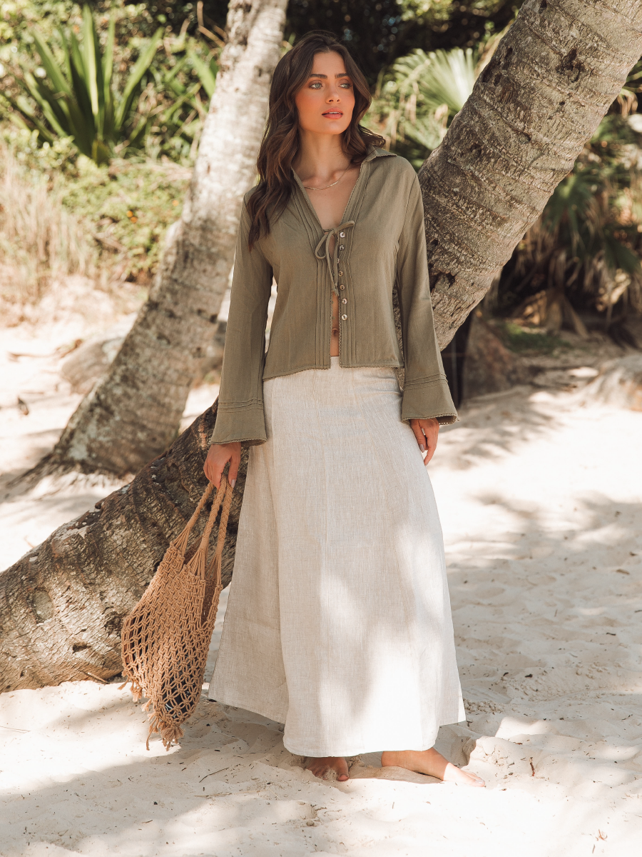 BEIGE LINEN SKIRT