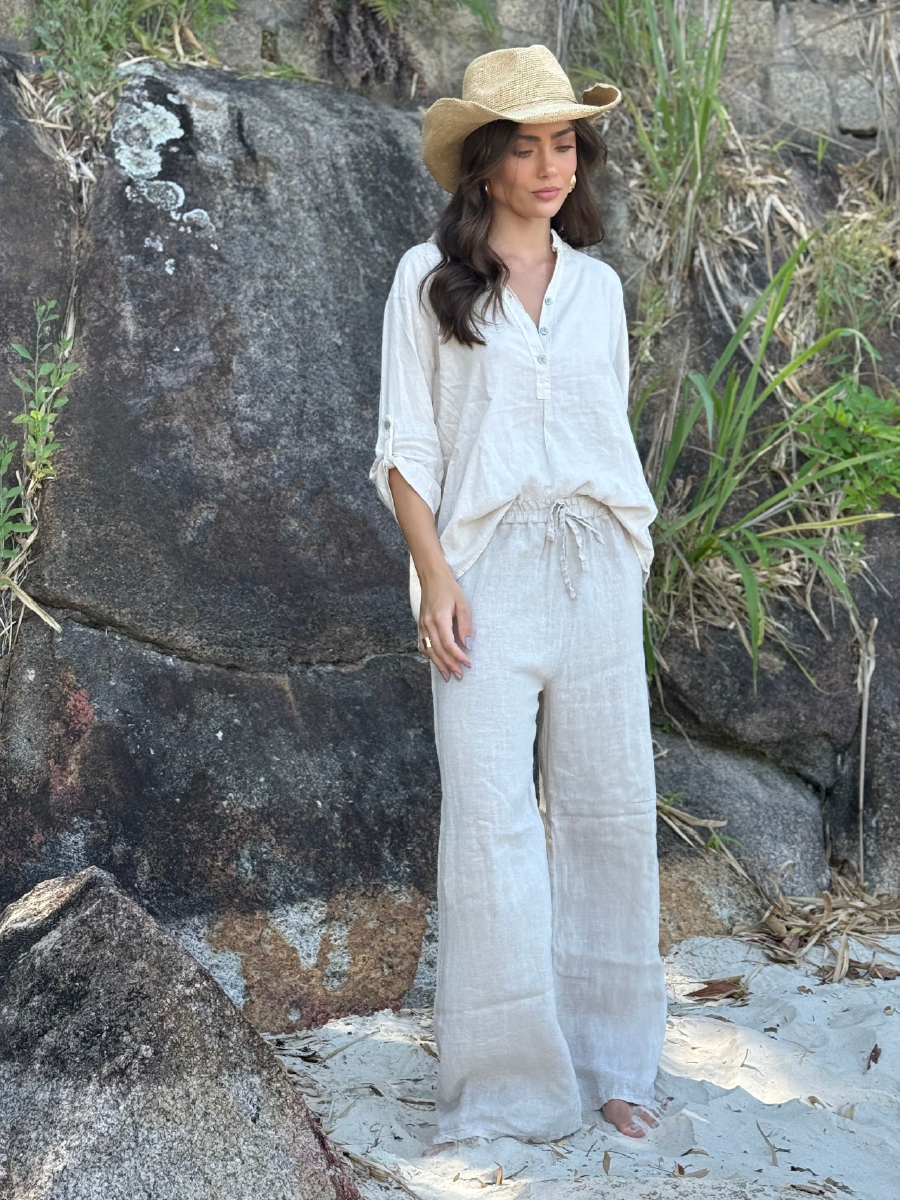 BEIGE LINEN PANT